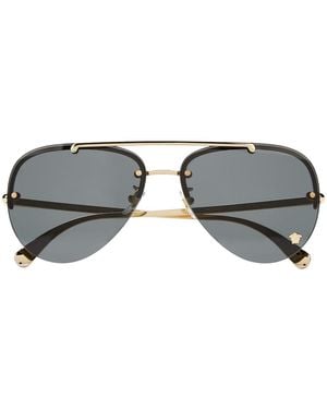 Versace Medusa Glam Aviator-Frame Sunglasses - Gray