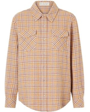 God's True Cashmere Midnight Rose Checked Cashmere Shirt - Natural