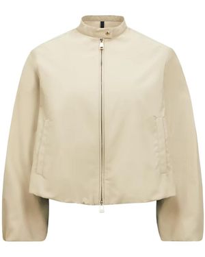 Moncler Logo Patch Zip-Up Bomber Jacket - Natural