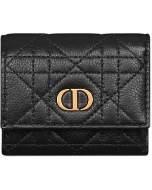 Dior Caro Hibiscus L-Zip Wallet - Black