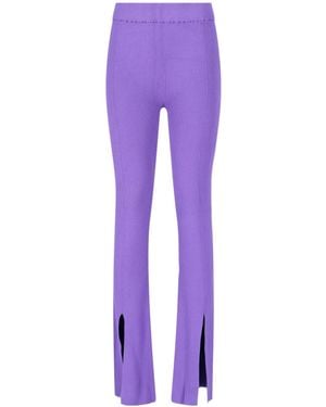 REMAIN Birger Christense Slit-Cuff Knitted Stretched Trousers - Purple