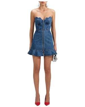 Self-Portrait Sweetheart Denim Minidress - Blue