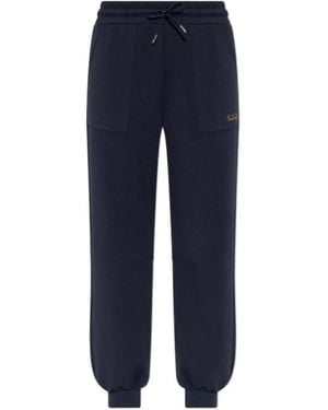 EA7 Drawstring Logo-Plaque Track Pants - Blue