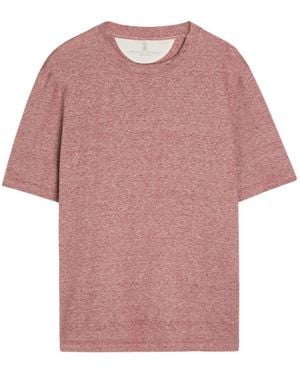 Brunello Cucinelli Ribbed Crew Neck T-Shirt - Pink