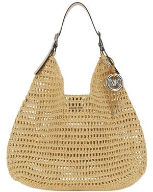 Michael Kors Michael Logo Plaque Hobo Bag - Natural