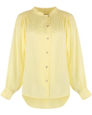 Yves Salomon Crepe Curved Hem Shirt - Yellow