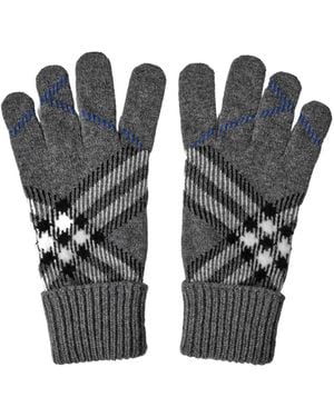 Burberry Knit Gloves With Argyle Pattern - Black