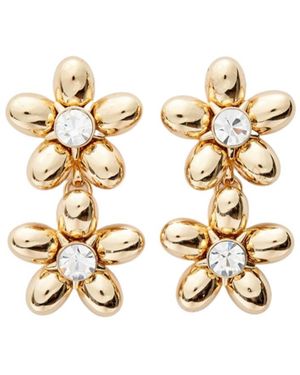 Carolina Herrera Double Flower Drop Earrings - Metallic