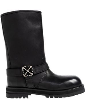 Off-White c/o Virgil Abloh Arrow Plaque Ankle Boots - Black
