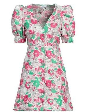 Ganni Printed Flared Skirt - Pink