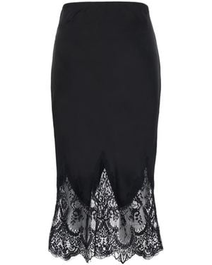 Norma Kamali Sable Lace-Trim Skirt - Black