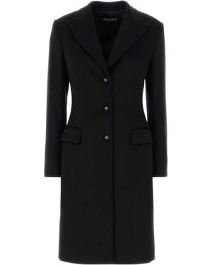Dolce & Gabbana Single-Breasted Long Coat - Black