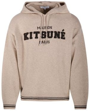Maison Kitsuné Maison Kitsuné College Logo Hooded Sweater - Gray