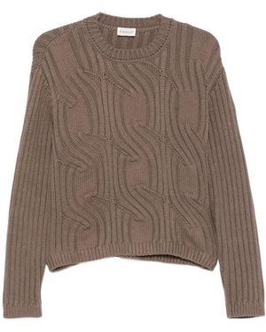 Moncler Ribbed Cable-Knit Sweater - Brown