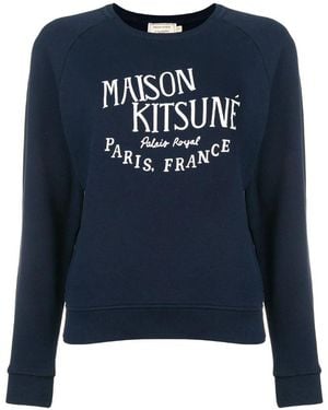 Maison Kitsuné Logo Embroidered Sweatshirt - Blue