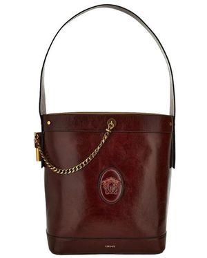 Versace Pivot Large Bucket Bag - Red