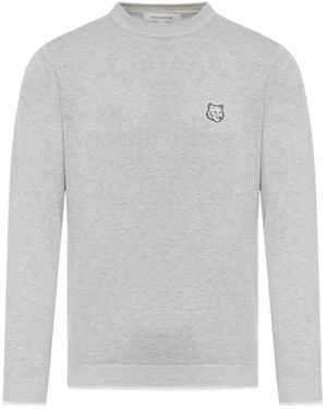 Maison Kitsuné Maison Kitsuné Fox Head Patch Fine-Knit Jumper - Grey