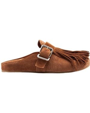 Vic Matié Fringed Buckle Mules - Brown