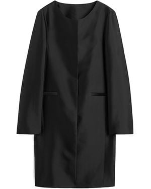 TOTEME Collarless Silk Coat - Black