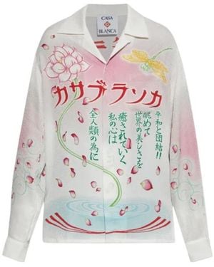 CASABLANCA Lotus-Dragonfly Silk Shirt - Grey