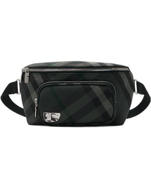 Burberry Grid Checked Belt Bag - Black