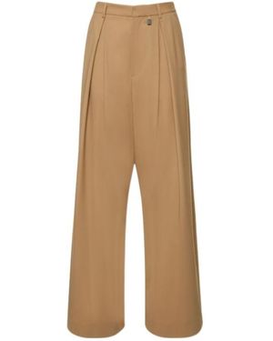 GIUSEPPE DI MORABITO Elasticity Wool Wide Leg Casual Pants - Natural