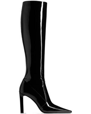 Saint Laurent Francoise Patent Leather Boots - Black