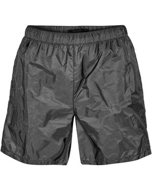 Prada Solid Color Swim Trunks - Gray