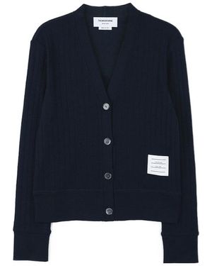 Thom Browne V Neck Cardigan - Blue