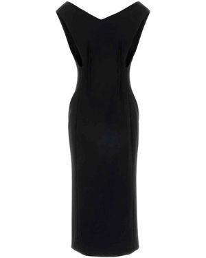 Jil Sander V-Neck Sleeveless Midi Dress - Black