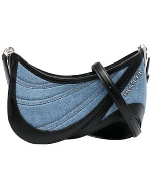 Mugler Small Spiral Curve 01 Denim Bag - Blue