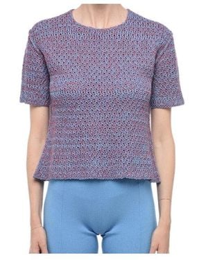 Jil Sander Open-Knit Short-Sleeve Top - Purple