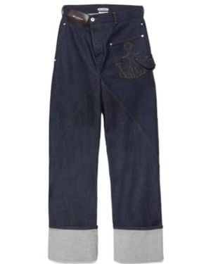 JW Anderson Jw Anderson Twisted Turn-Up Workwear Denim Jeans - Blue