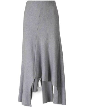 KHAITE Asymmetrical Hem Jersey Midi Skirt - Grey