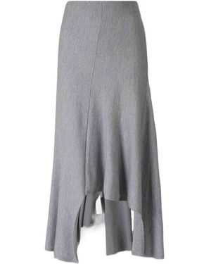 KHAITE Asymmetrical Hem Jersey Midi Skirt - Grey