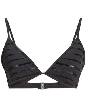Brunello Cucinelli Stripes Monili Bikini Top - Black