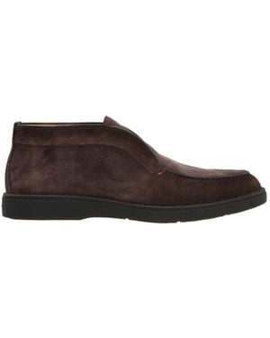 Santoni Desert Round-Toe Slip-On Boots - Brown