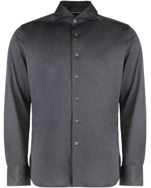 Canali Long-Sleeved Button-Up Shirt - Grey