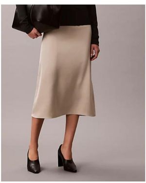 Calvin Klein Satin Midi Skirt - Brown