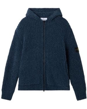 Stone Island Loose-Fit Hooded Zip-Up Jumper With Pockets - Blue