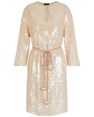 Emporio Armani Long-Sleeved Sequined Dress - Natural