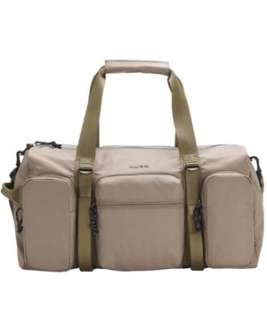 BOSS Holdall With Silicone-Print Logo - Brown