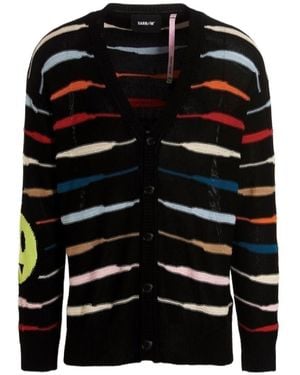 Barrow Striped V-Neck Buttoned Cardigan - Black