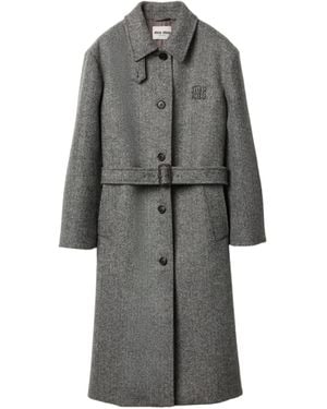 Miu Miu Single-Breasted Chevron Coat - Gray
