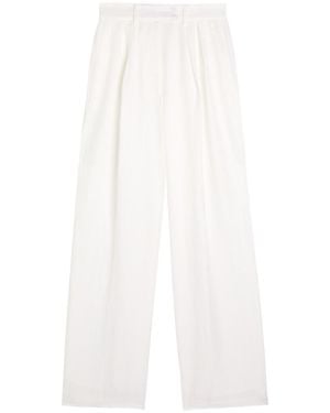 Anine Bing Lou Pleated Satin Pants - White
