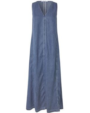Samsøe & Samsøe Saskylar V-Neck Sleeveless Denim Maxi Dress - Blue