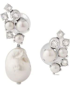 Givenchy Crystal Pearl Asymmetric Earrings - White