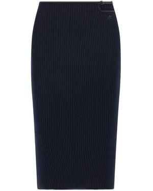 Courreges Courrèges Logo Embroidered Knitted Midi Skirt - Blue