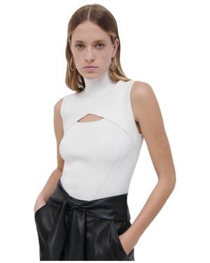 Jonathan Simkhai Easton Turtleneck Cut Out Top - White