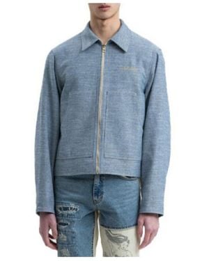 we11done Long-Sleeved Logo Casual Jacket - Blue